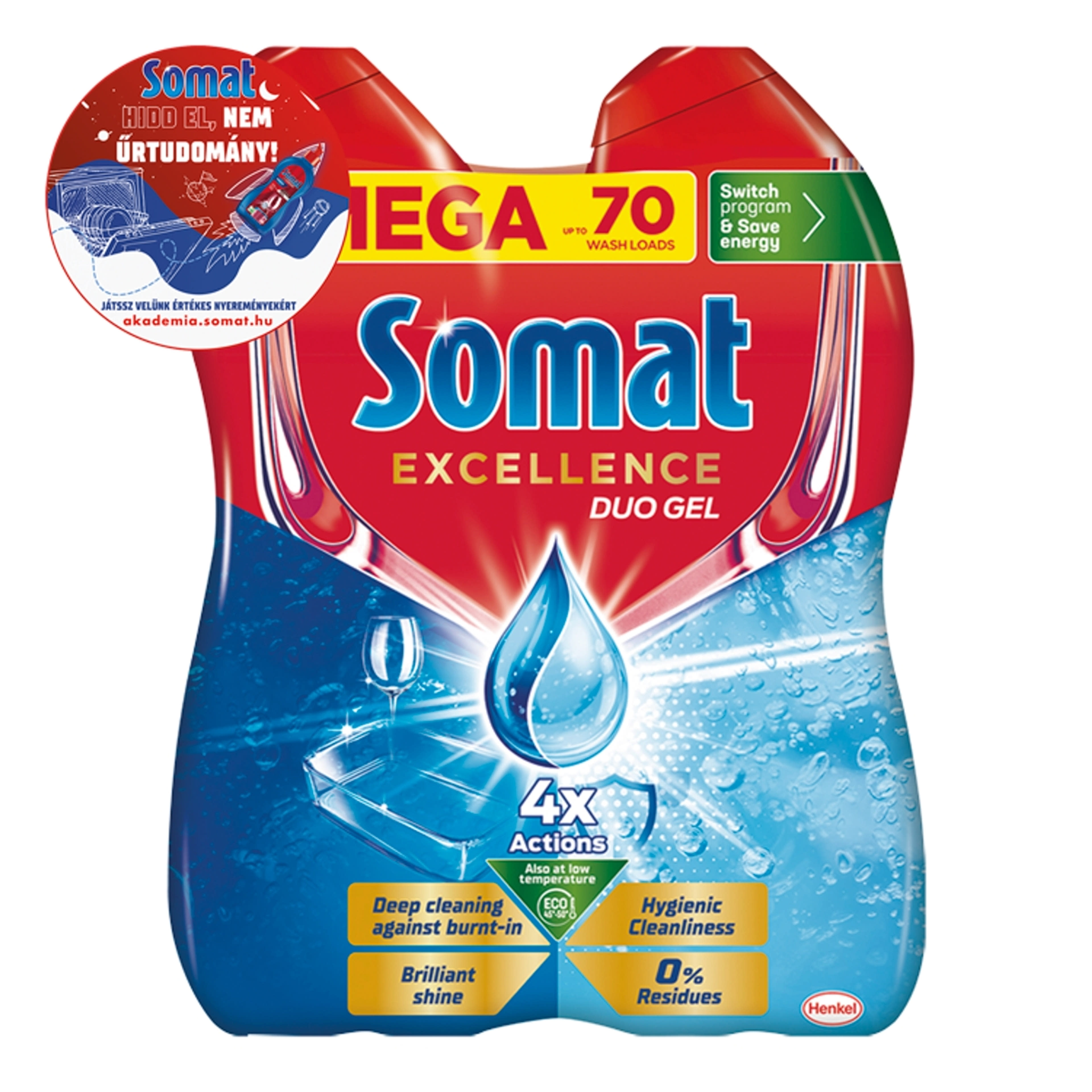 Somat Excellence Duo Gel gépi mosogatószer gél 70 mosogatás 2 x 630 ml - 1260 ml