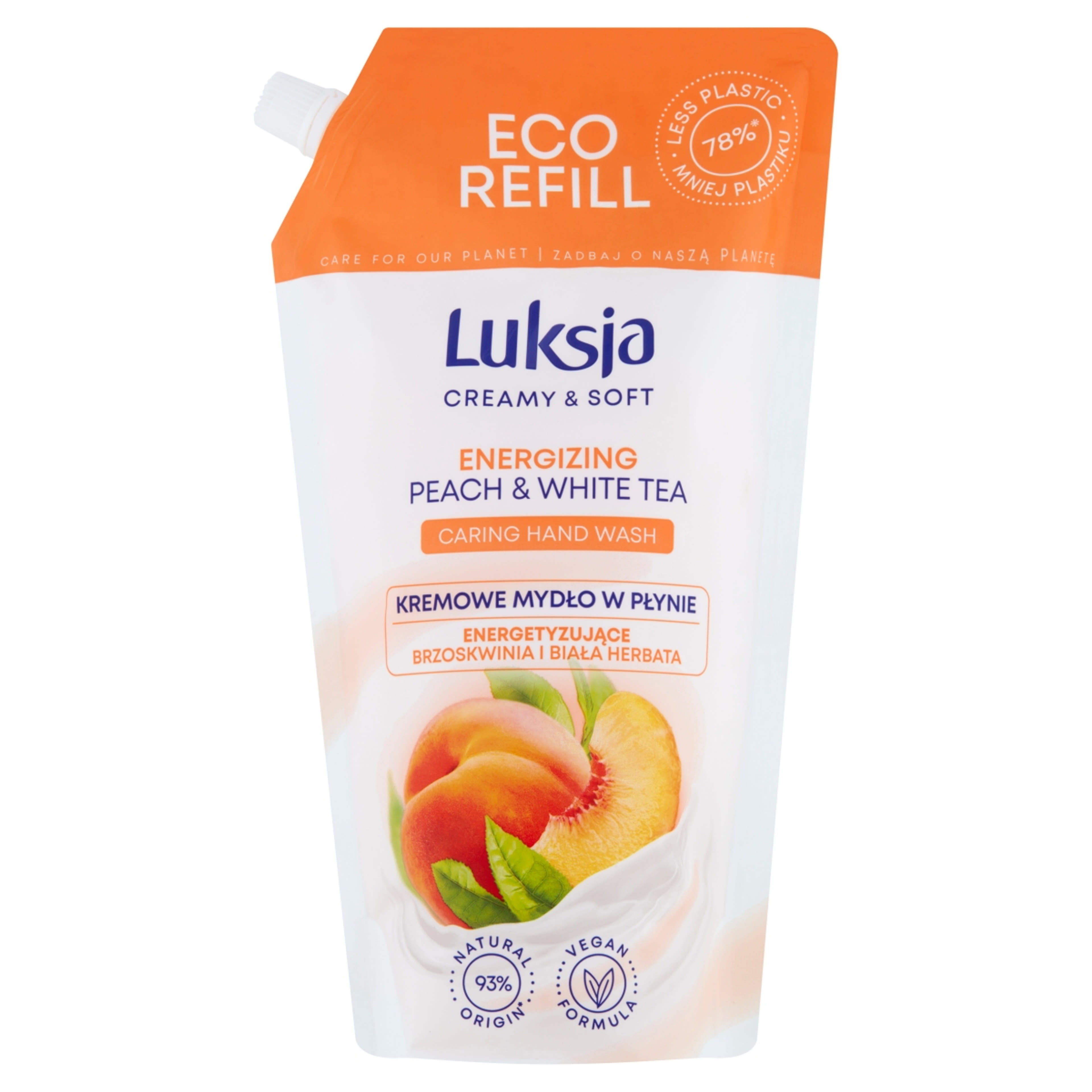 Luksja Creamy & Soft folyékony szappan energizáló barackkal és fehér teával  - 900 ml-1