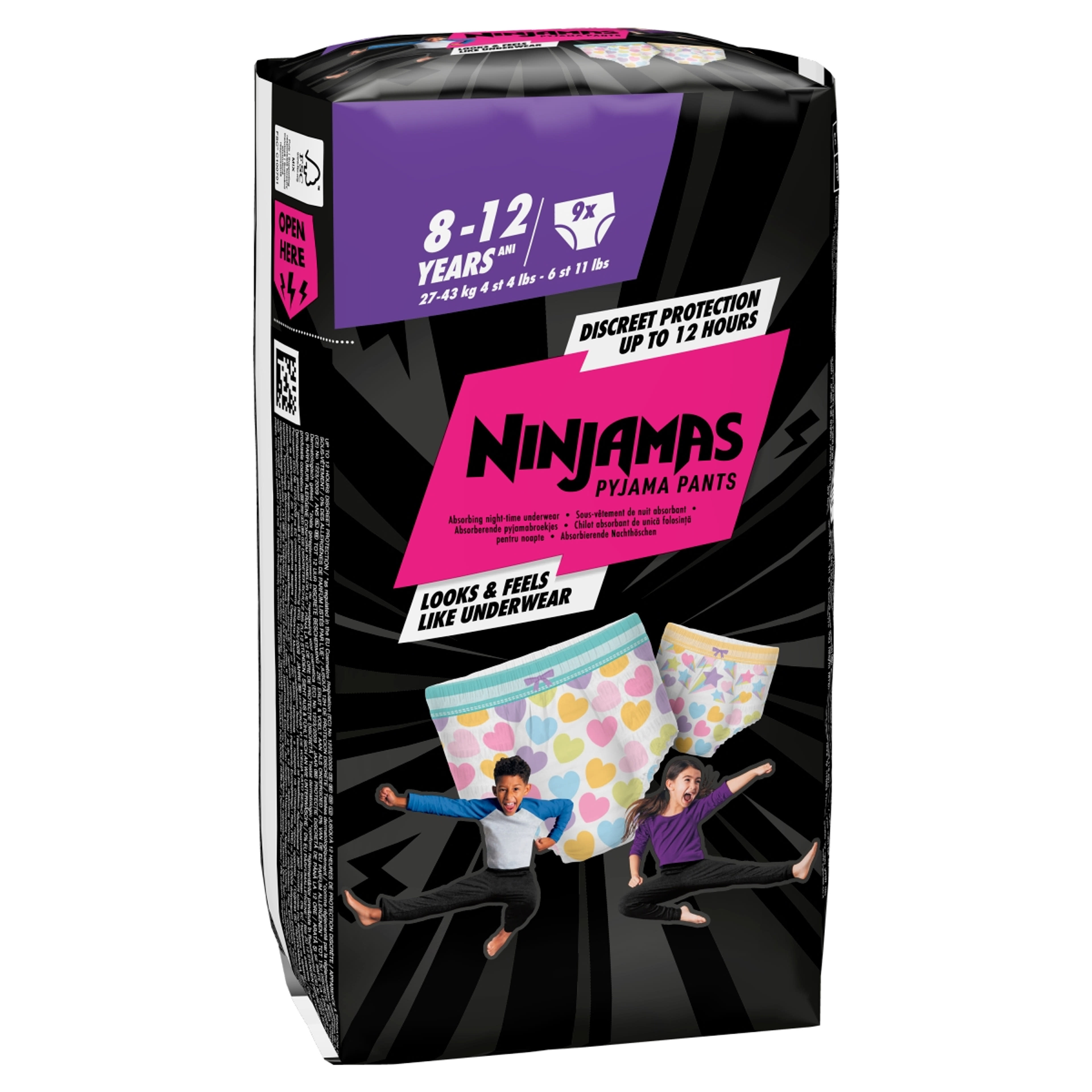 Ninjamas Pyjama Pants bugyipelenka 8-12 év 27-43 kg /szívecskés - 9 db-2