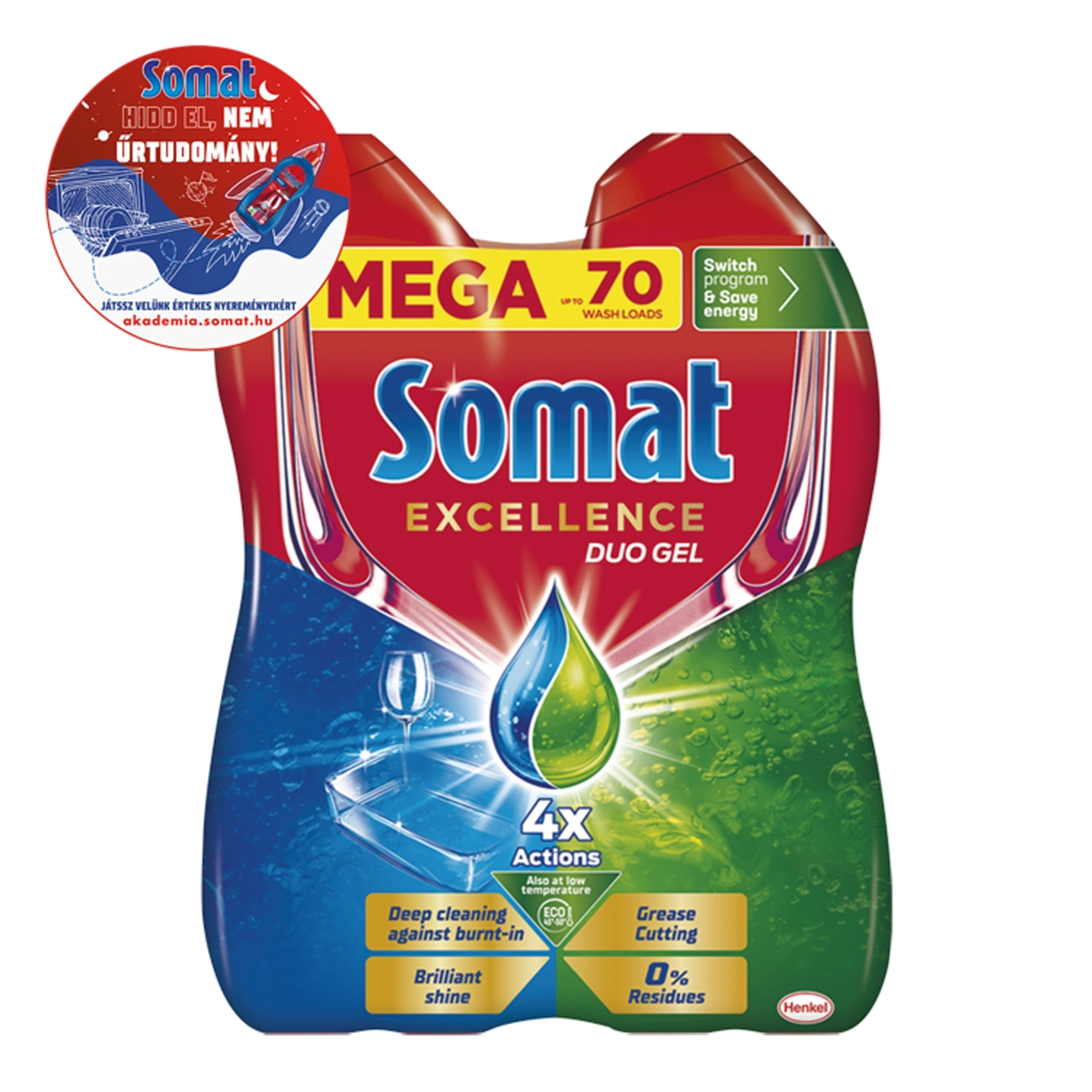 Somat Excellence Duo Gel gépi mosogatószer gél 70 mosogatás 2 x 630 ml - 1260 ml