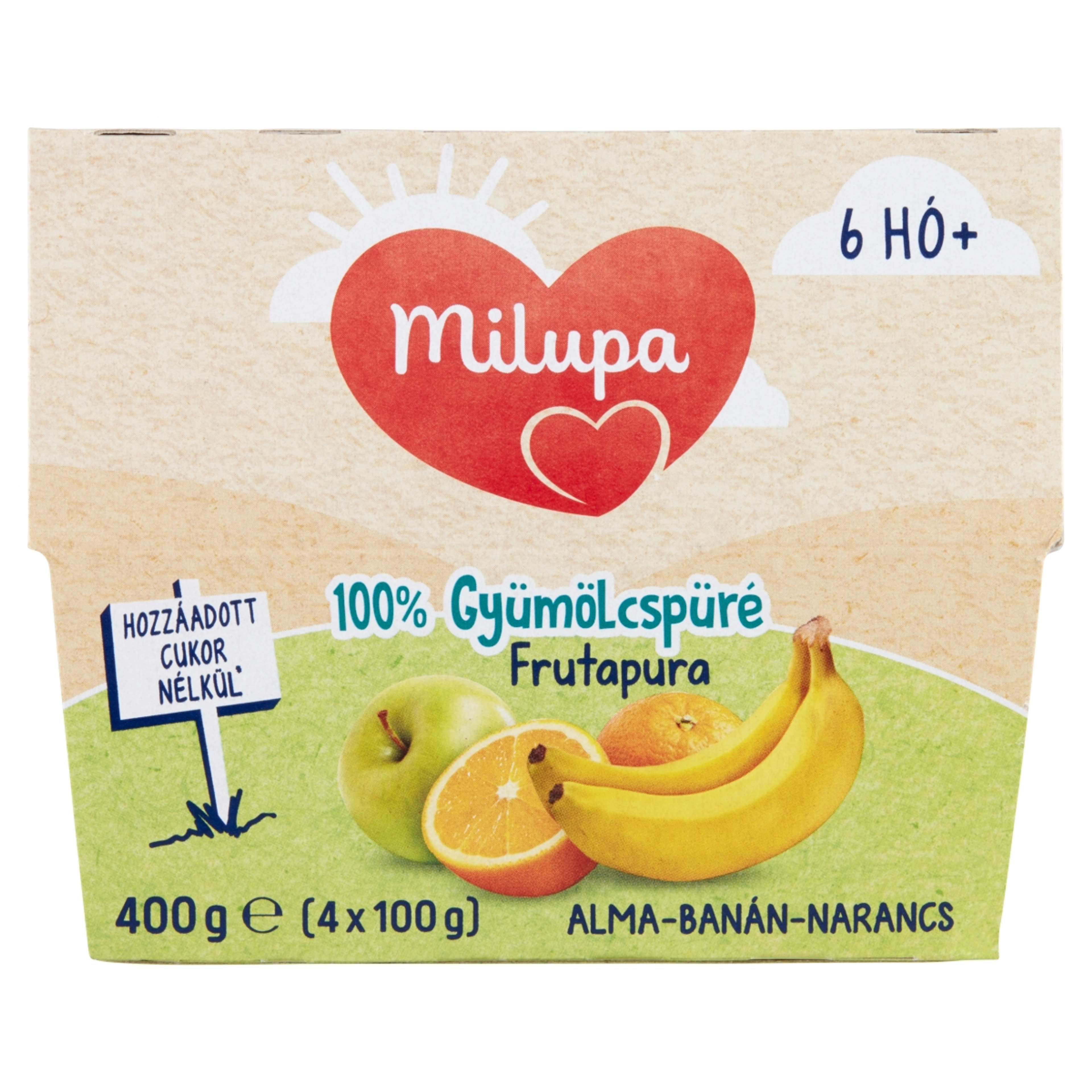 Milupa Frutapura Gyümölcspüré Alma- Narancs- Banán 6-36 Hónapos Kor Között - 4x100 g-1