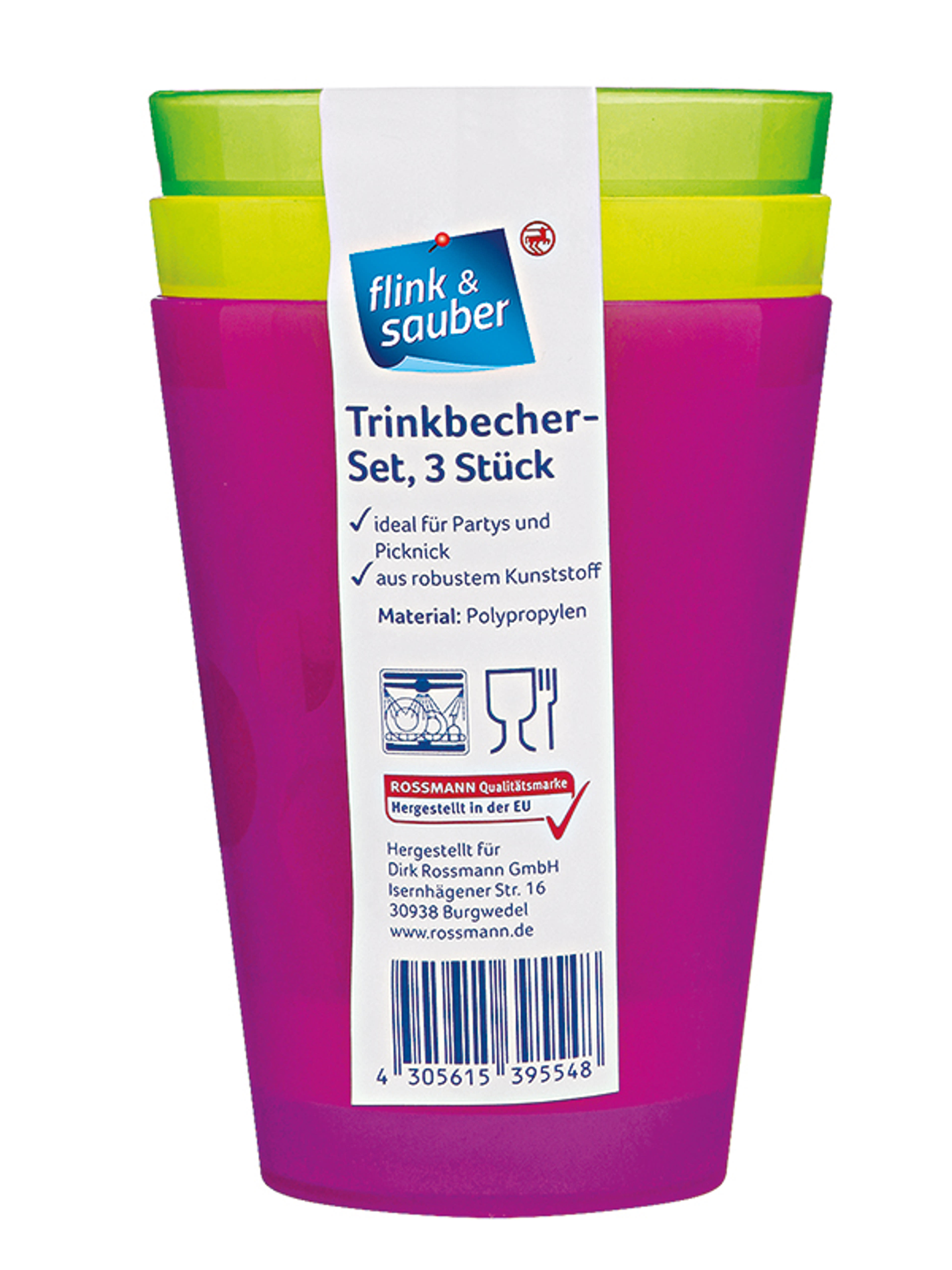 Flink&Sauber műanyag pohár 3-as szett - 1 db-1