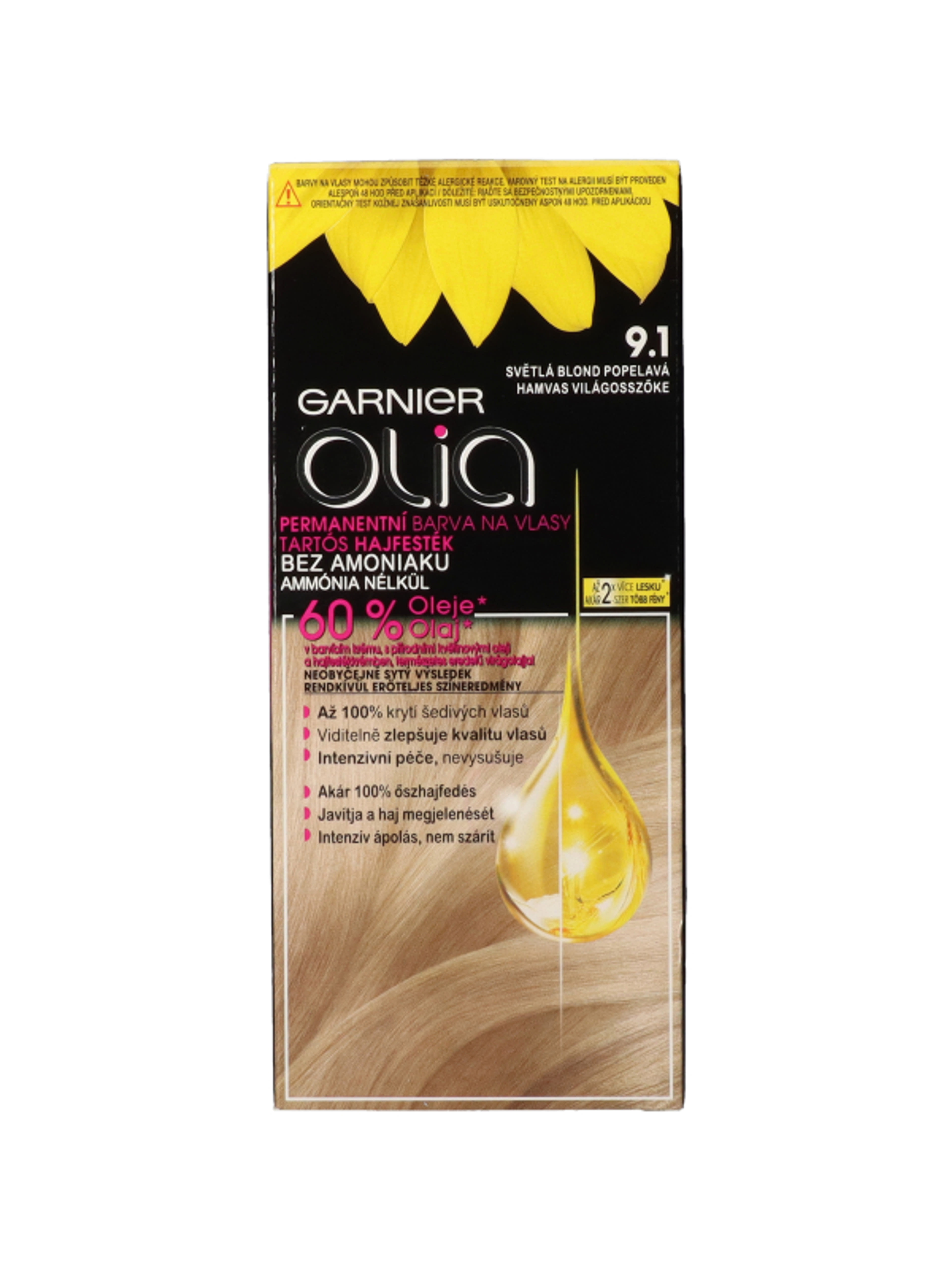 Garnier Olia tartós hajfesték 9.1 Hamvas világosszőke - 1 db