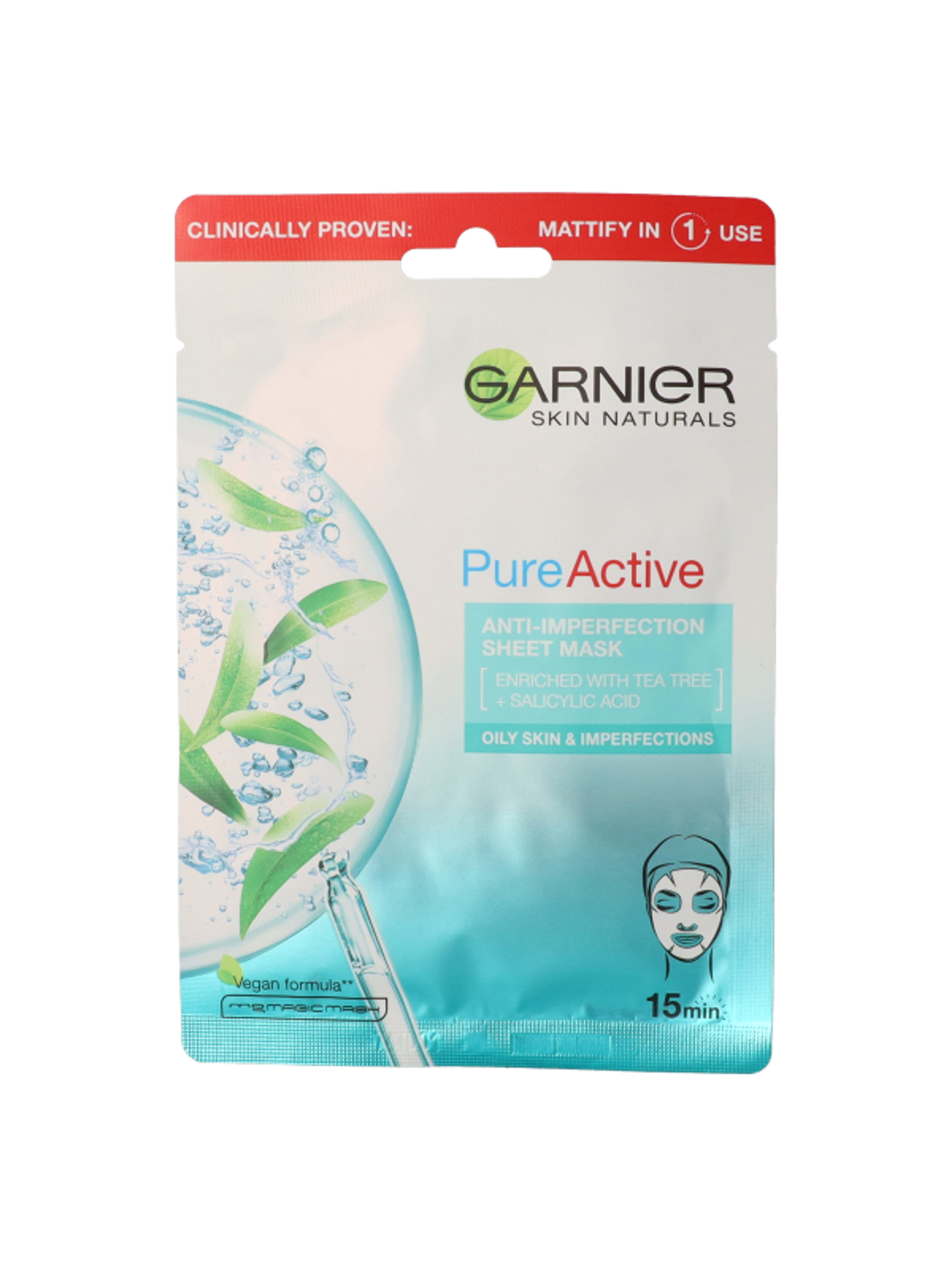 Garnier Pure Active hidratáló bőrhibák elleni textilmaszk - 28 g-1
