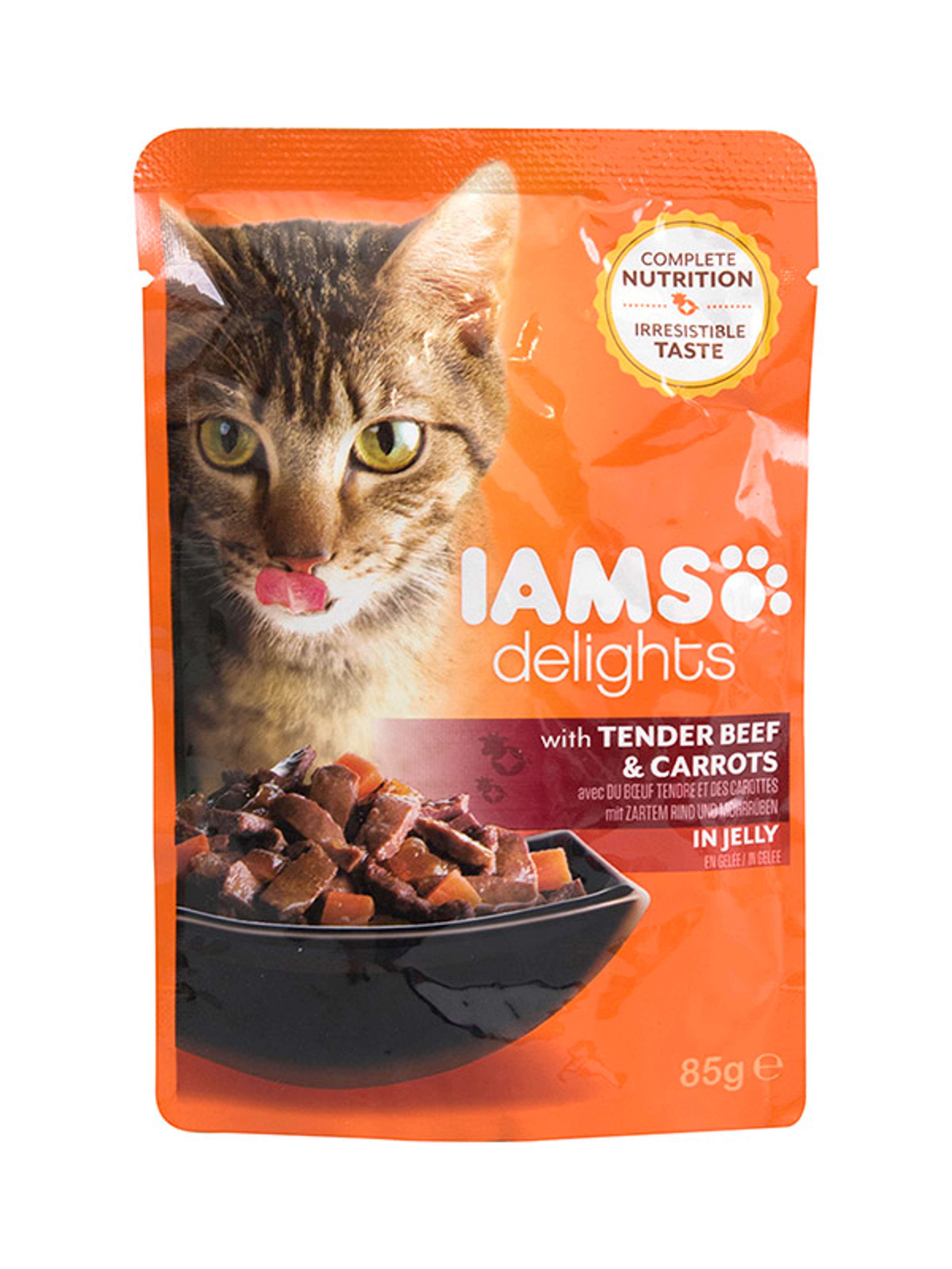 IAMS alutasak macskáknak, marha és répa falatok aszpikban - 85 g
