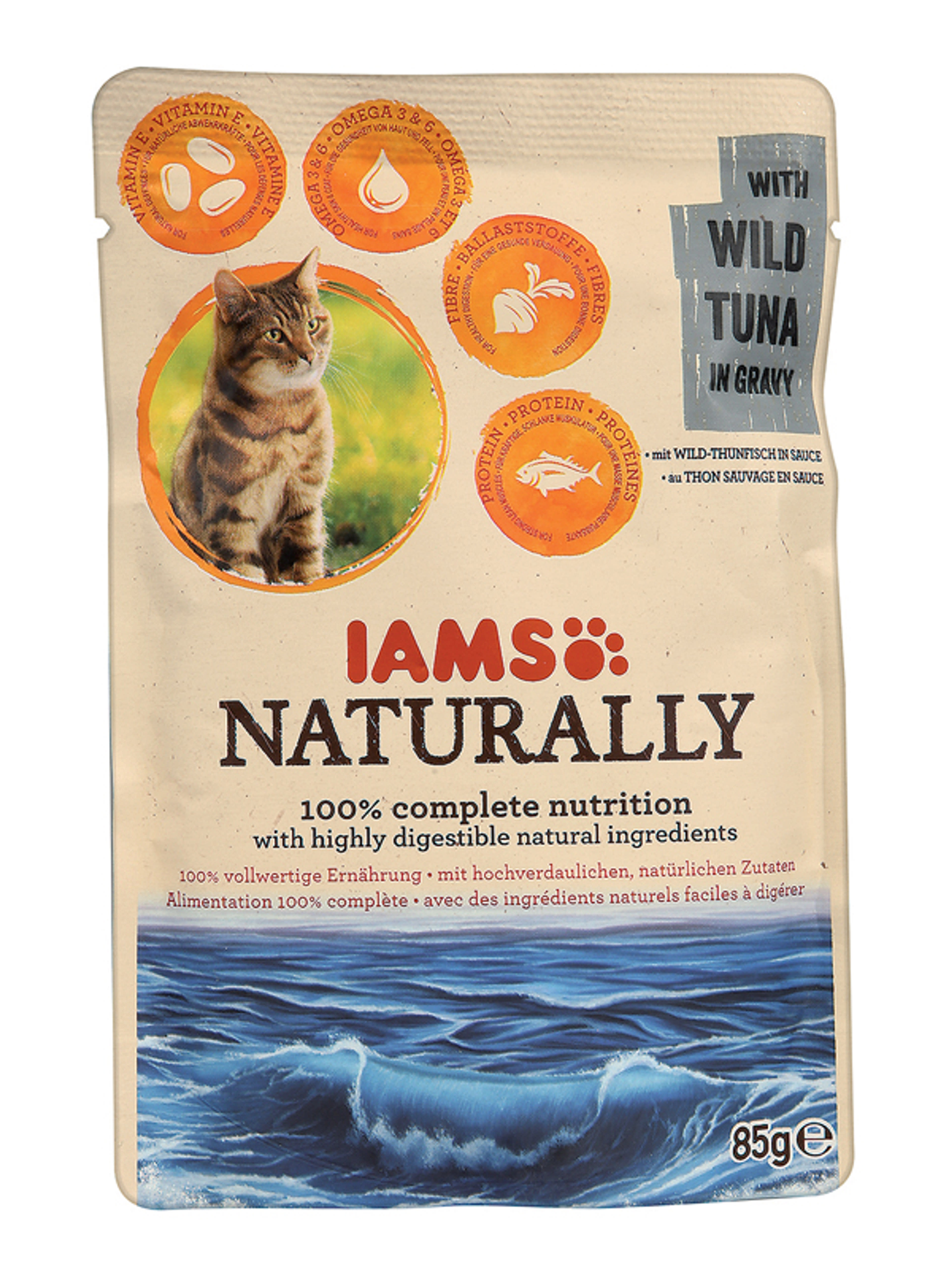 IAMS Naturally alutasak macskáknak, tonhallal - 85 g