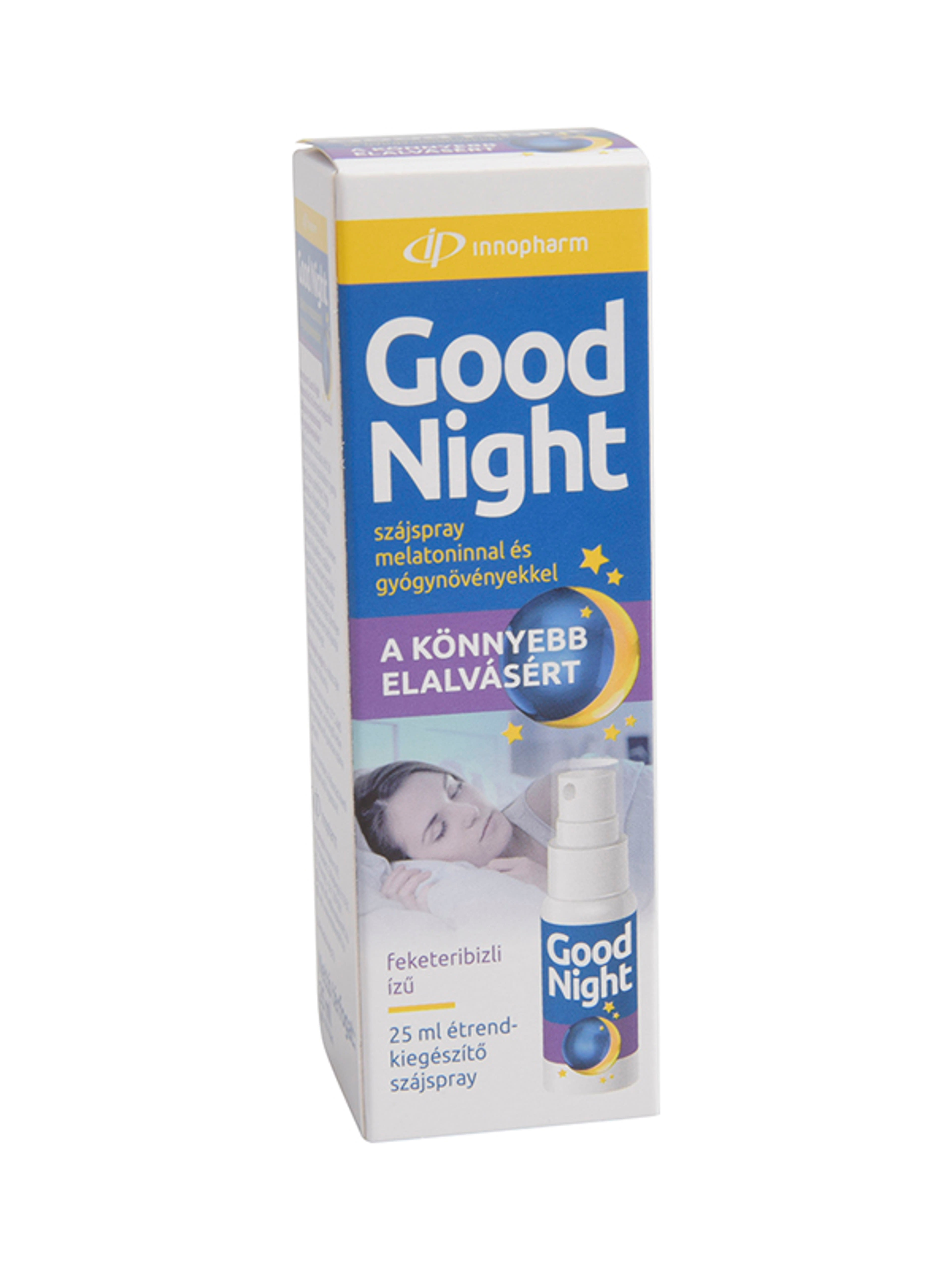 Innopharm Good Night étrend-kiegészítő szájspray melatoninnal és gyógynövényekkel feketeribizli ízű - 25 ml
