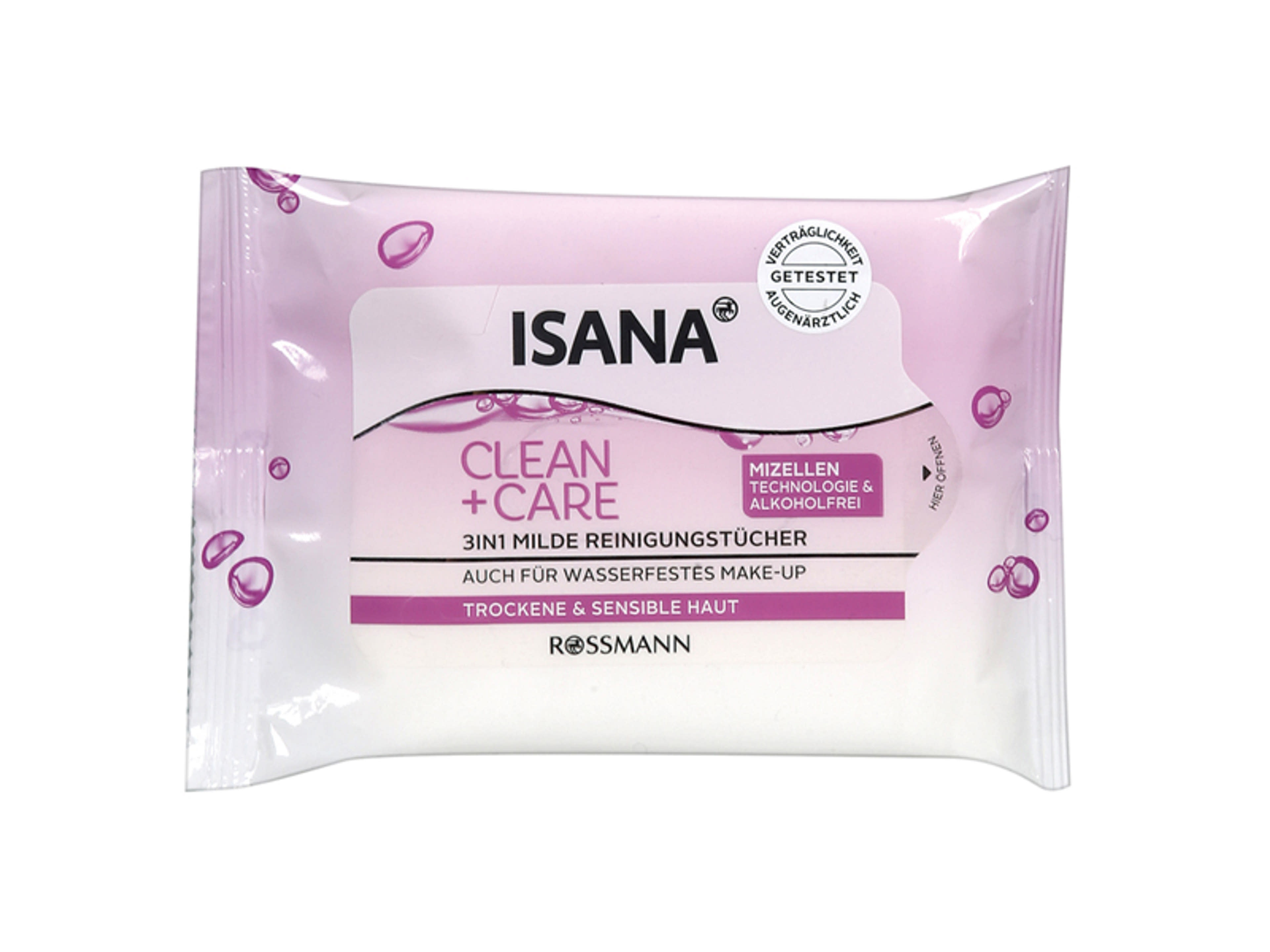 Isana Clean & Care micellás arctisztítókendő - 10 db-1