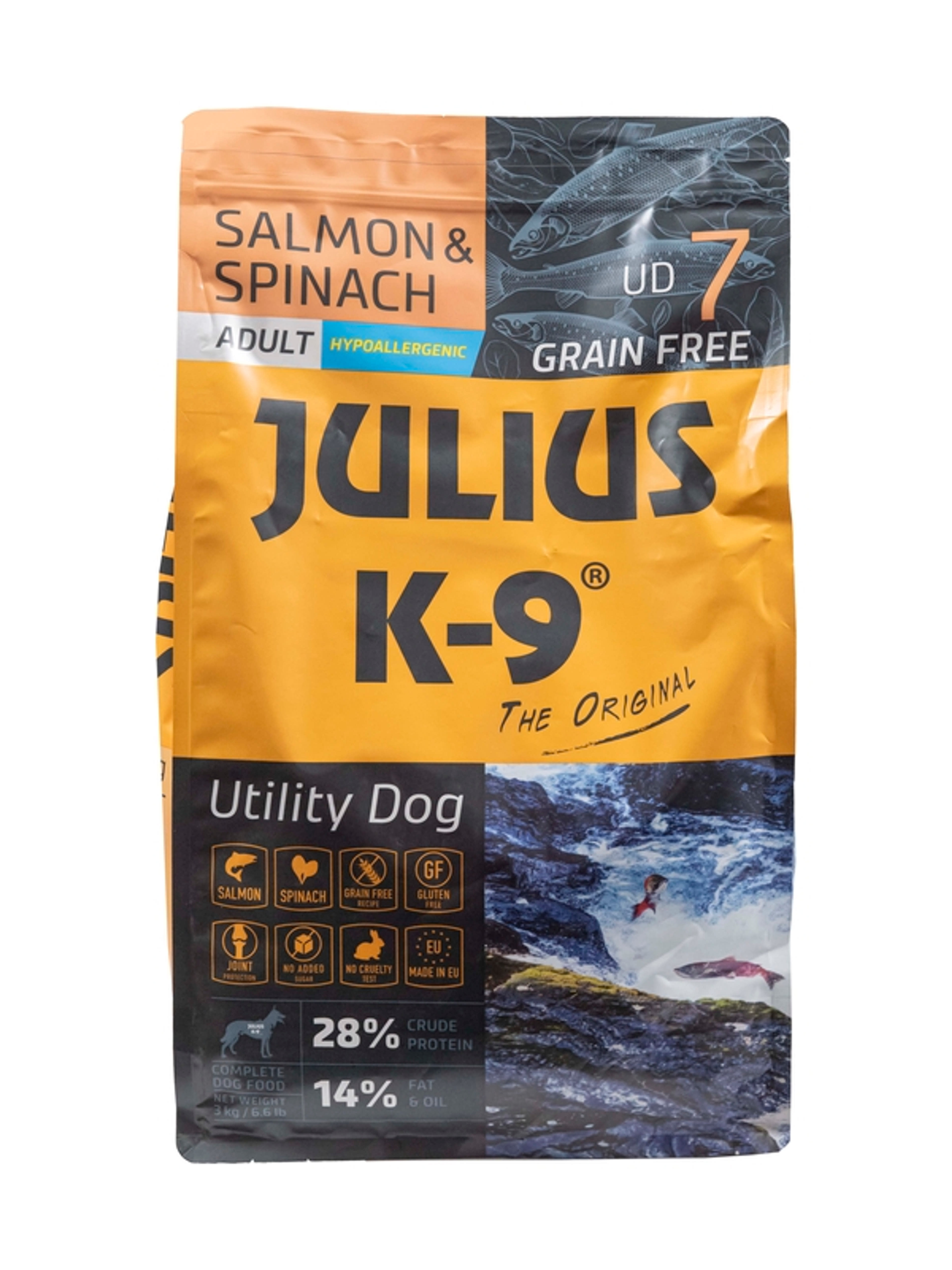 Julius-k9 Adult szárazeledel kutyáknak, lazac és spenót - 3 kg
