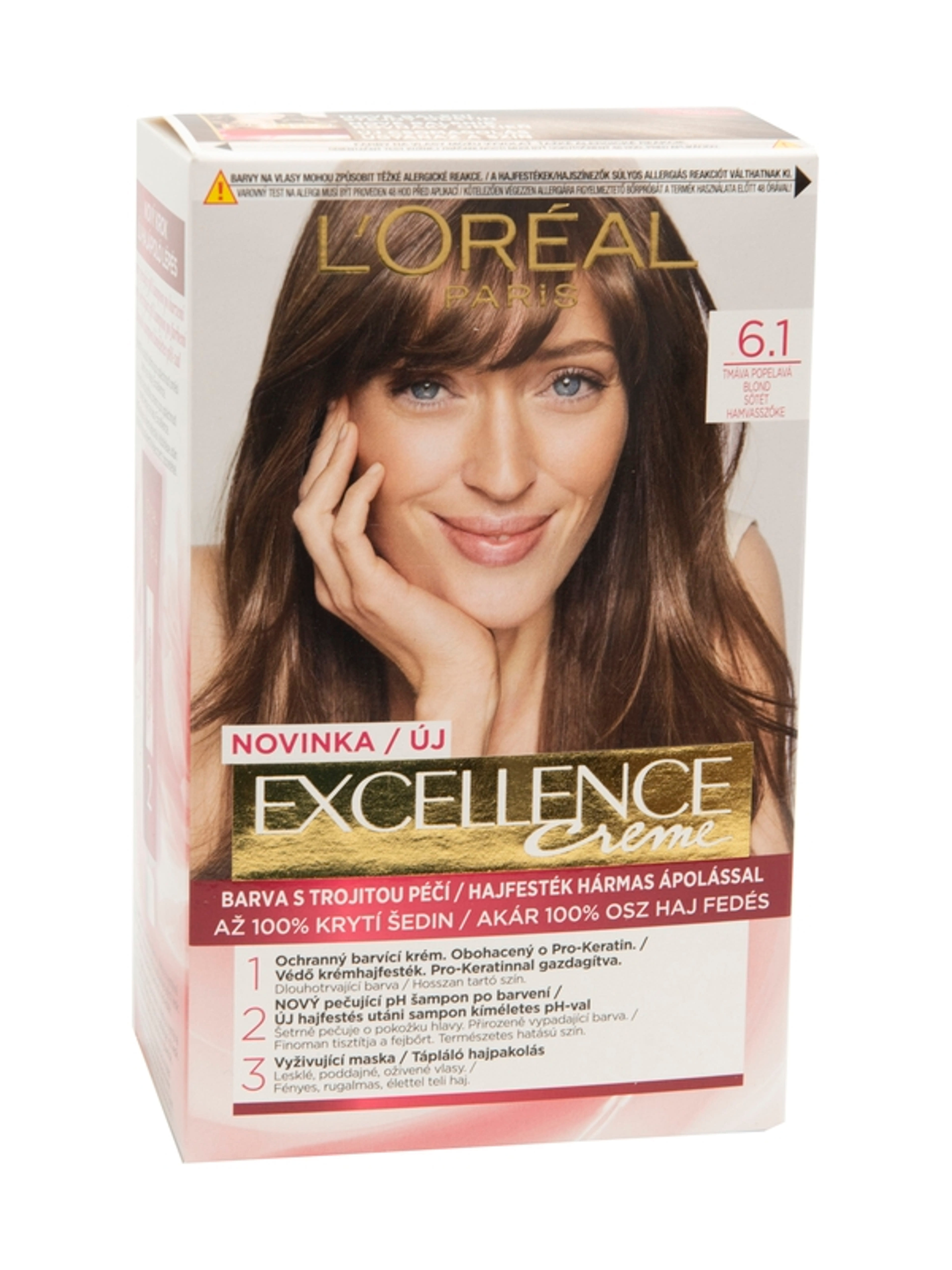 L'Oréal Paris Excellence krémes, tartós hajfesték 6.1 sötét hamvasszőke - 1 db