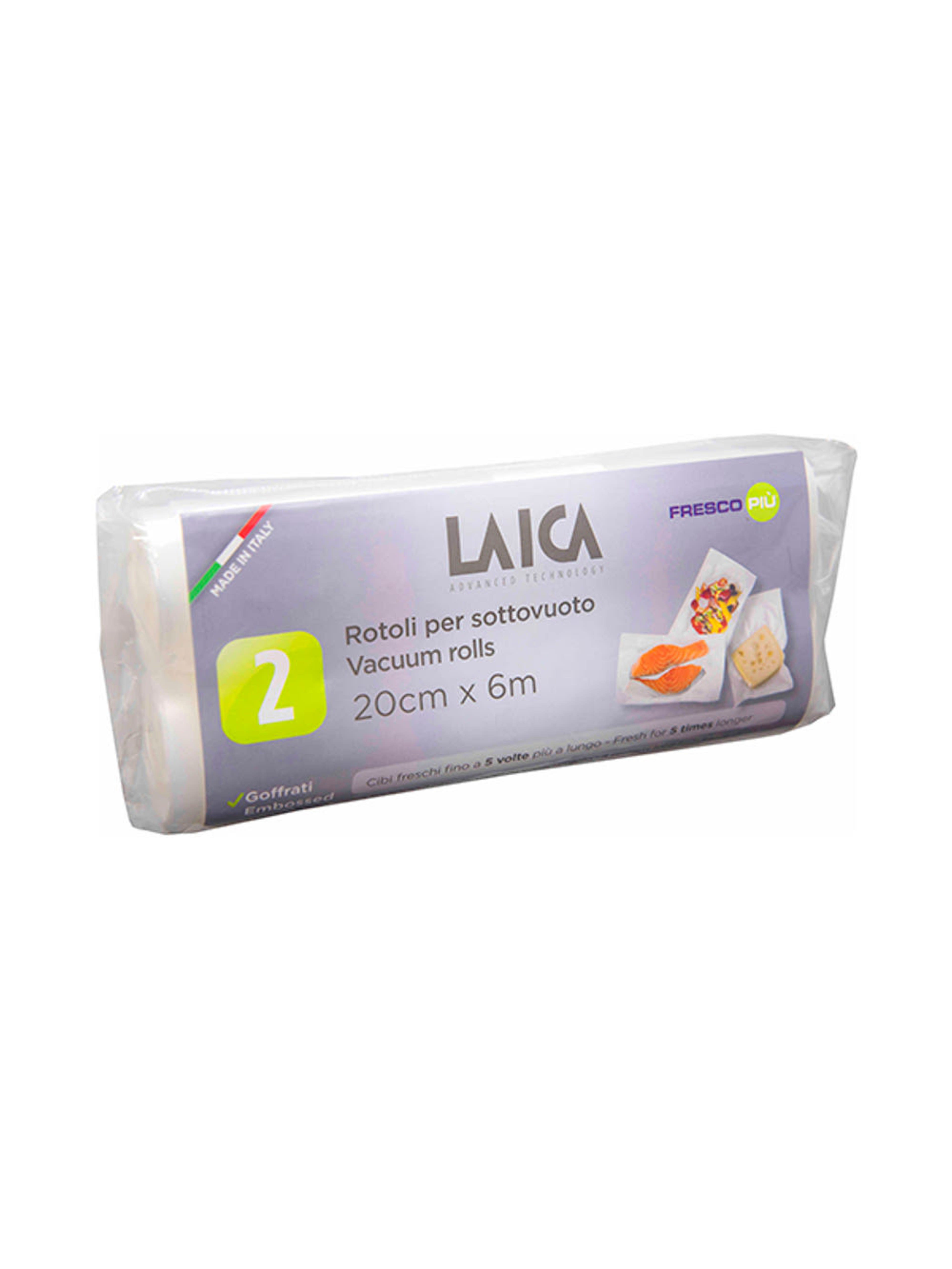 Laica vákuum légcsatornás, BPA mentes csomagoló tömlő 20x600 cm - 2 db tekercs