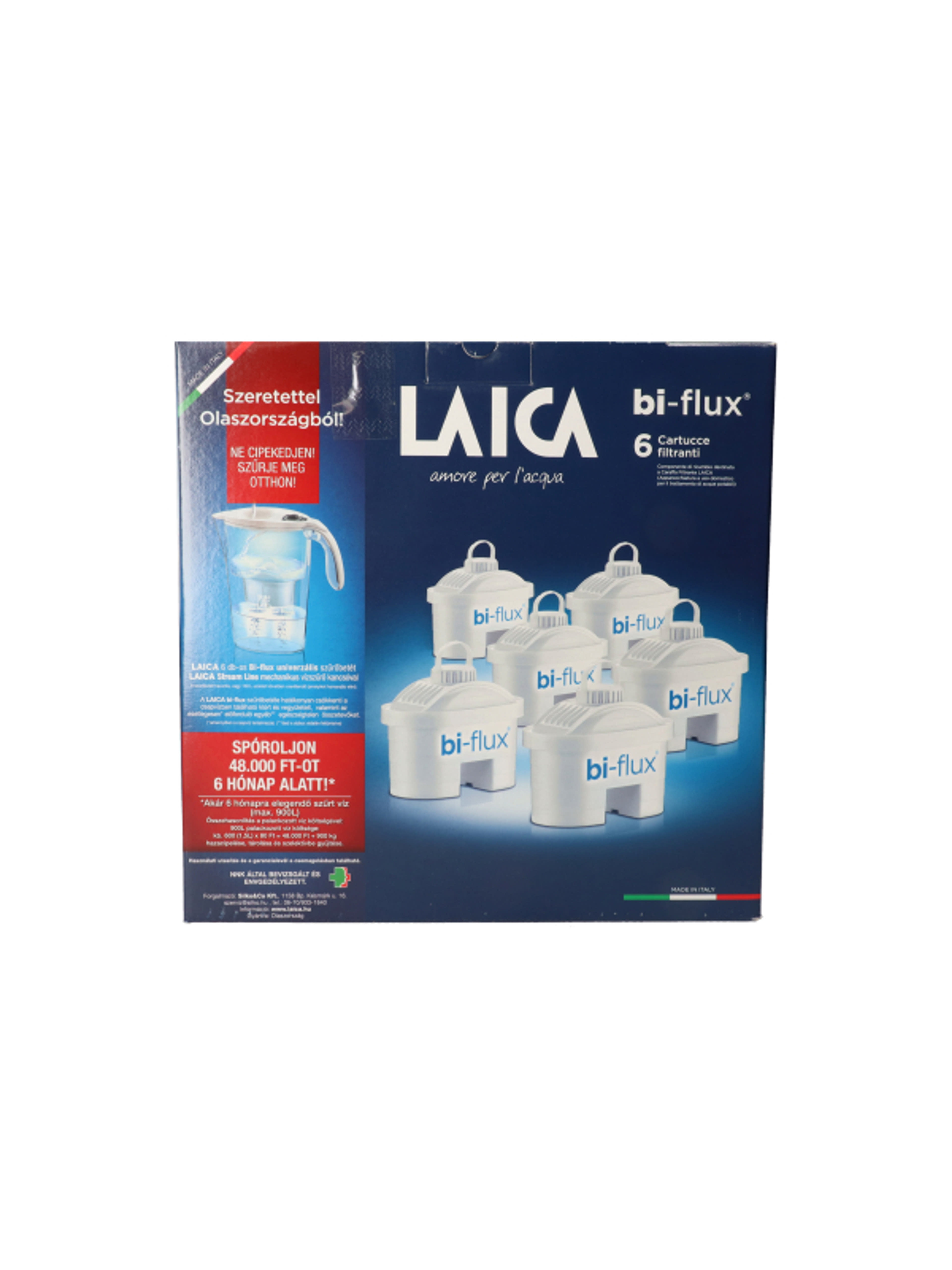 Laica vízszűrő kancsó + 6 db-os univerzális szűrőbetét - 1 db