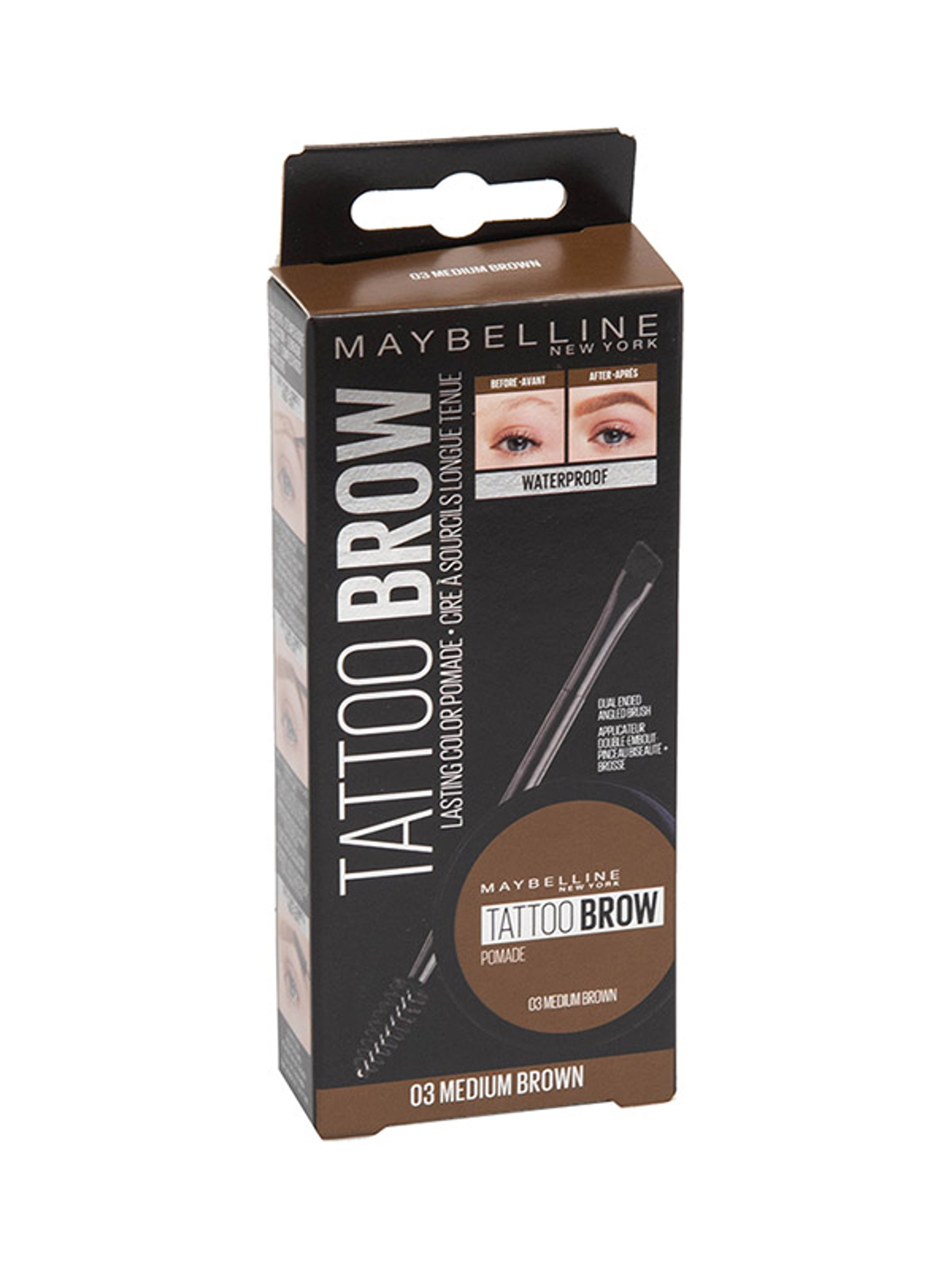 Maybelline Tattoo Brow Pomade géles szemöldökformázó, 03 Medium Brown - 1 db-1