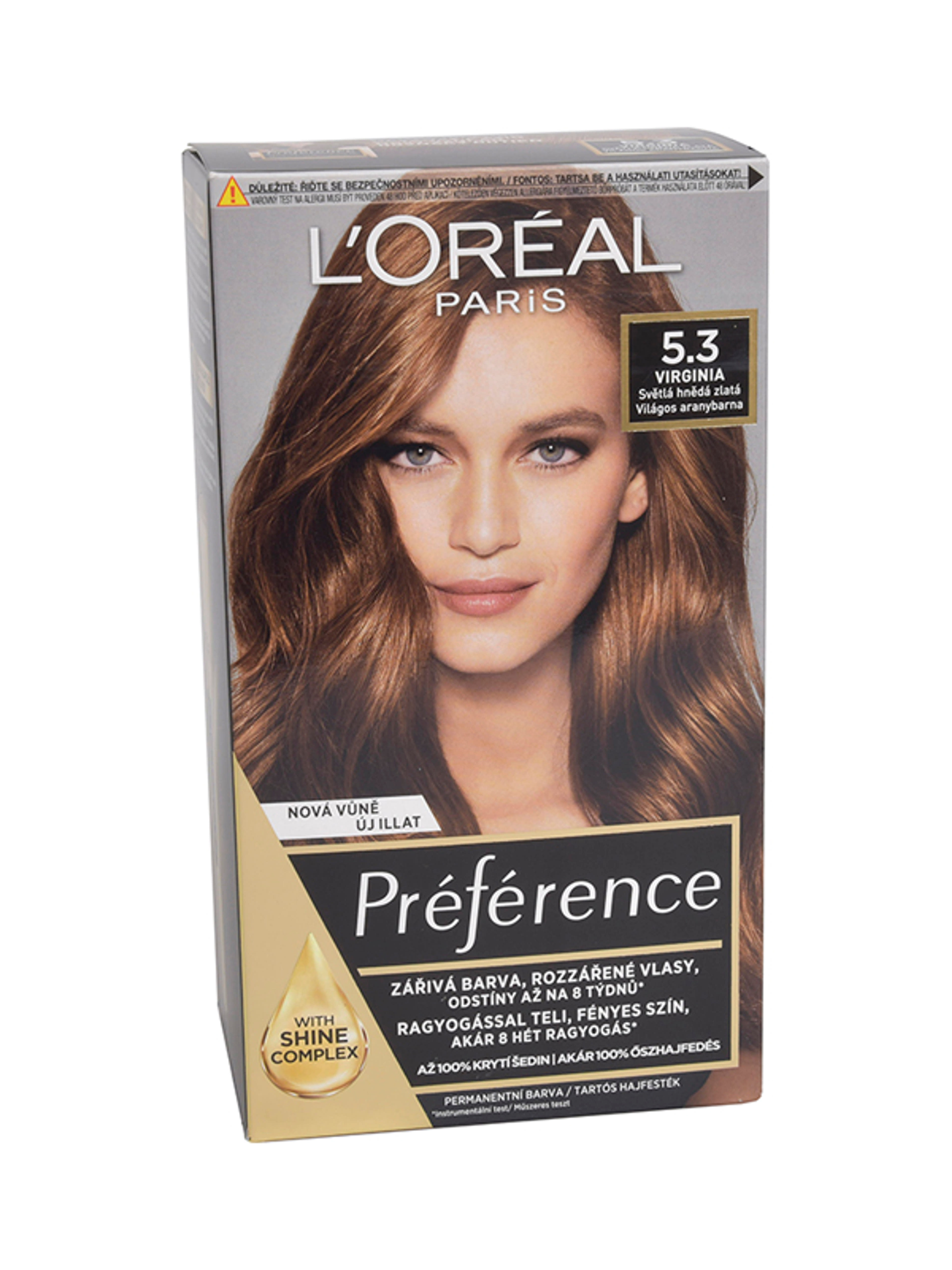 L'Oréal Paris Préférence Hajfesték 5.3 Virginia - Világos aranybarna - 1 db