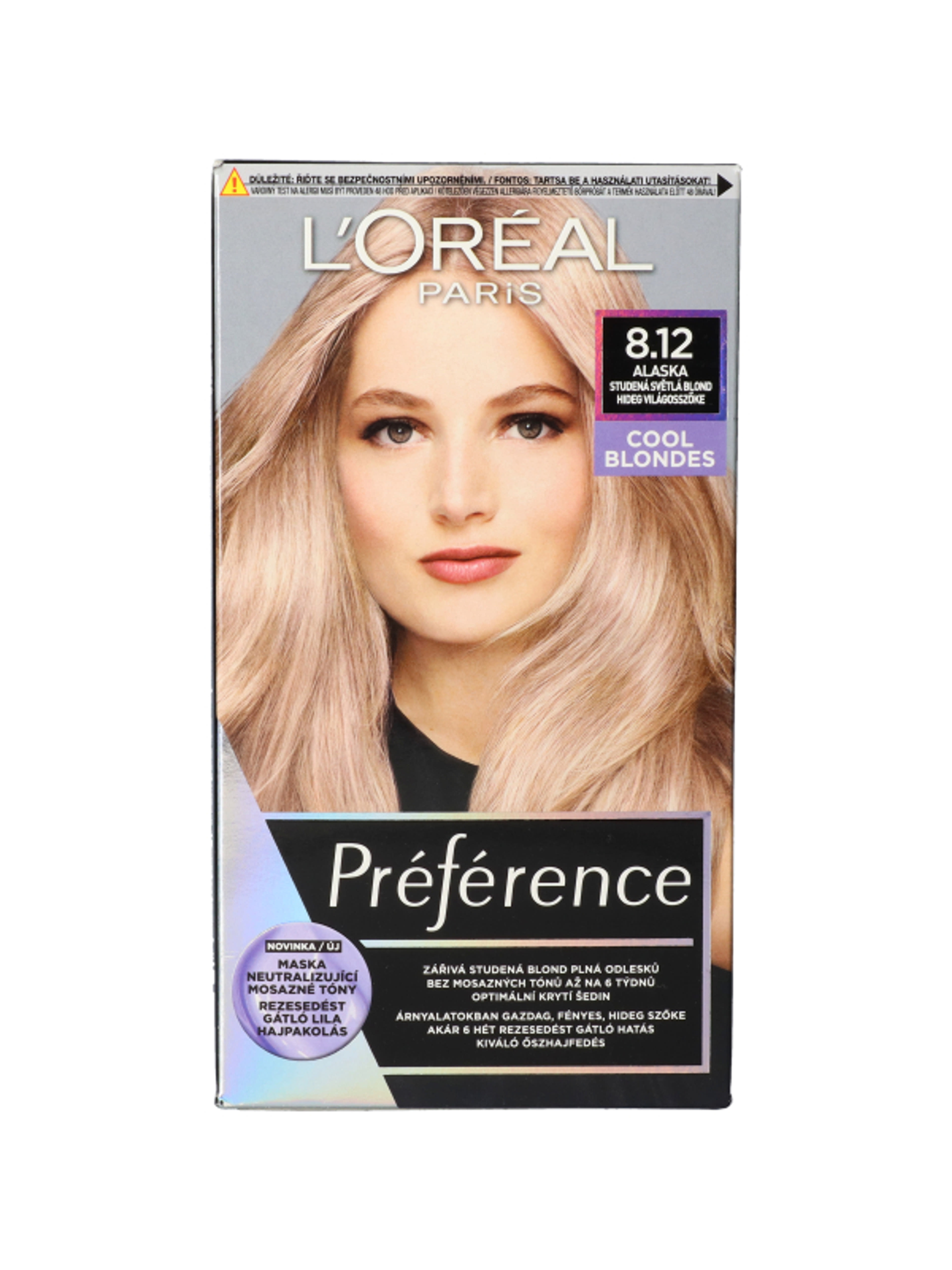 L'Oréal Paris Préférence tartós hajfesték 8.12 Alaska - Extra világos gyöngyszőke - 1 db
