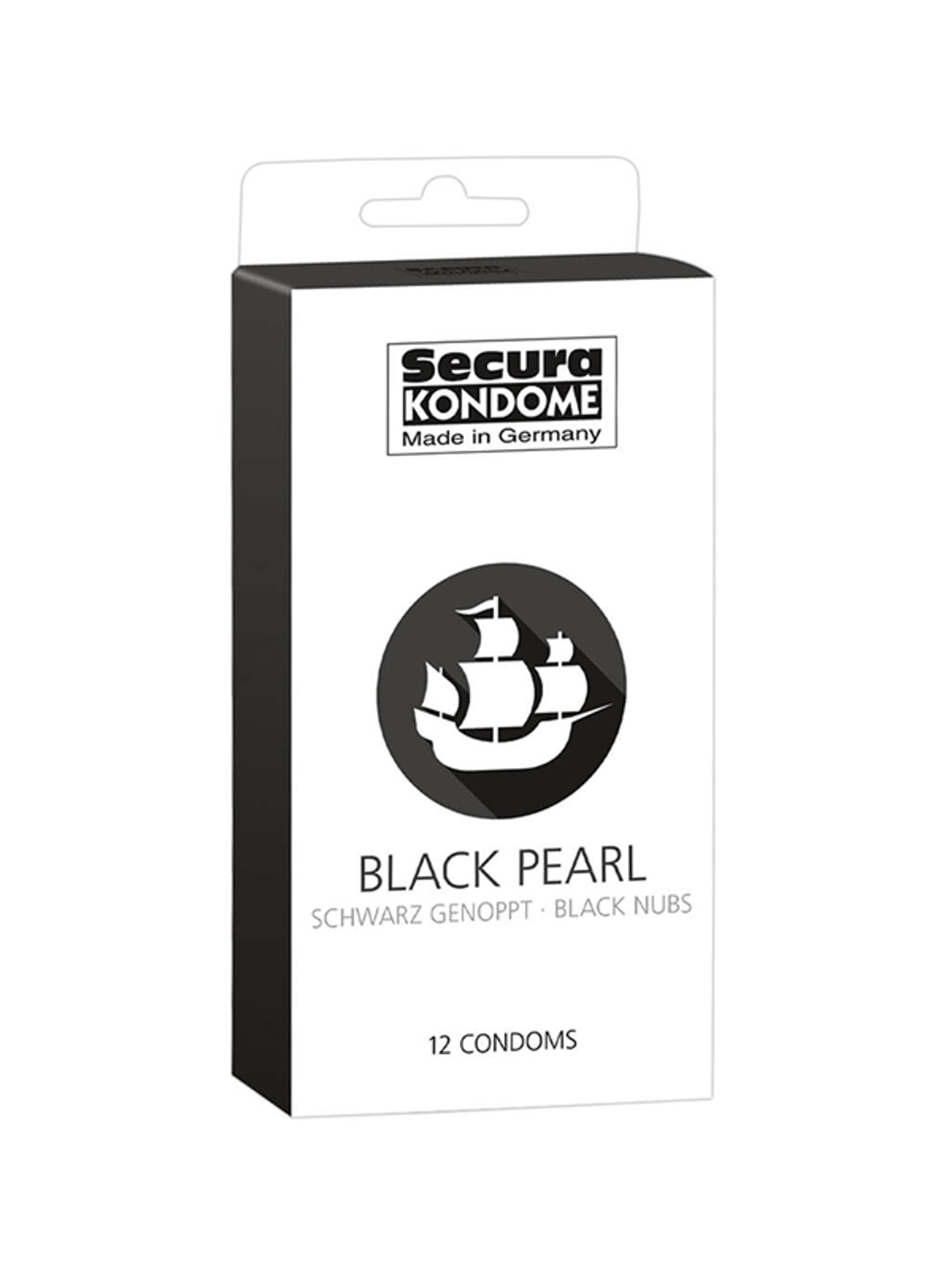 Secura black pearl gyöngyös fekete óvszerek - 12 db-1