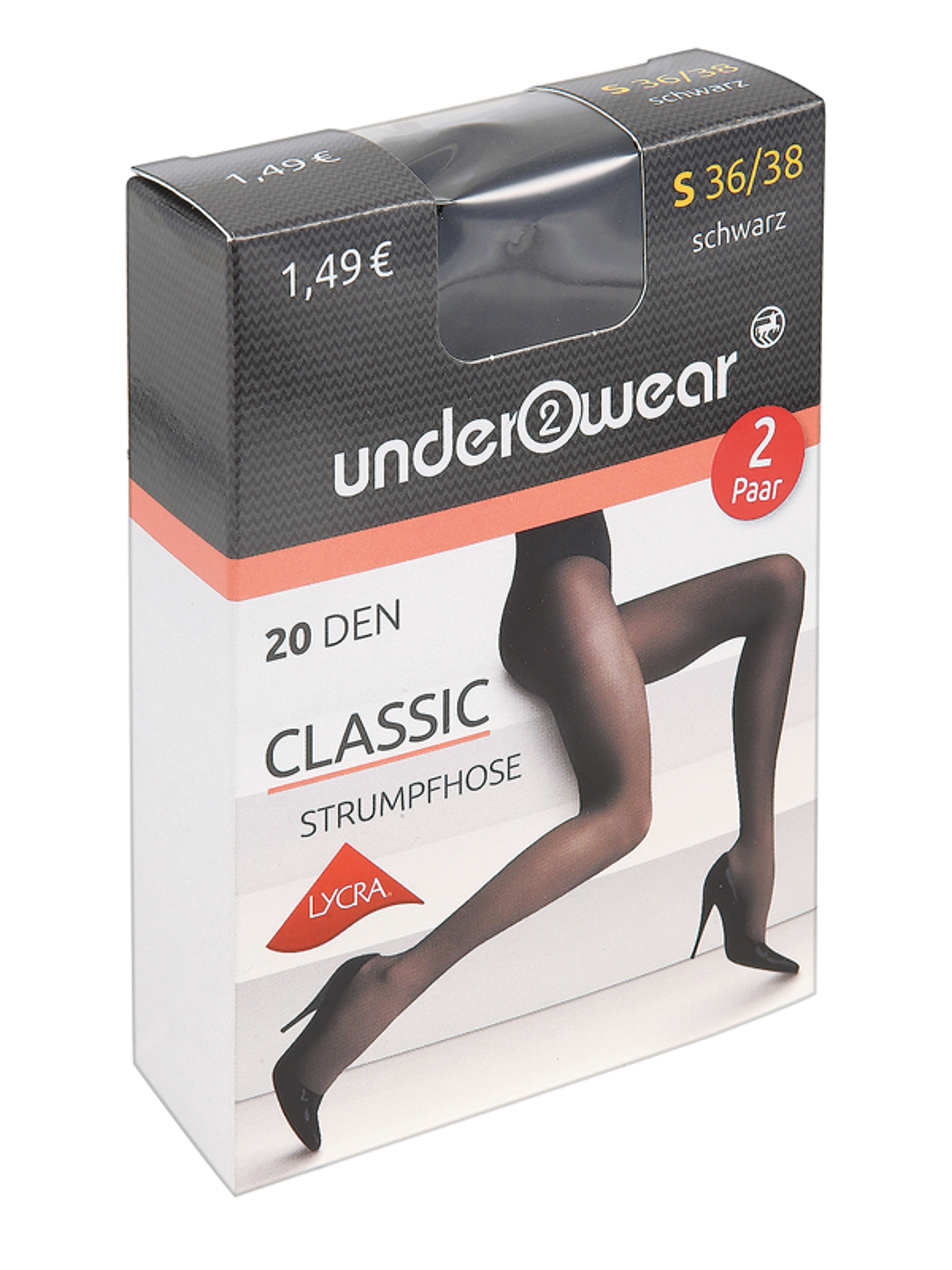 Underwear Classic 20 Den Fekete 36-38 Harisnya - 2 db