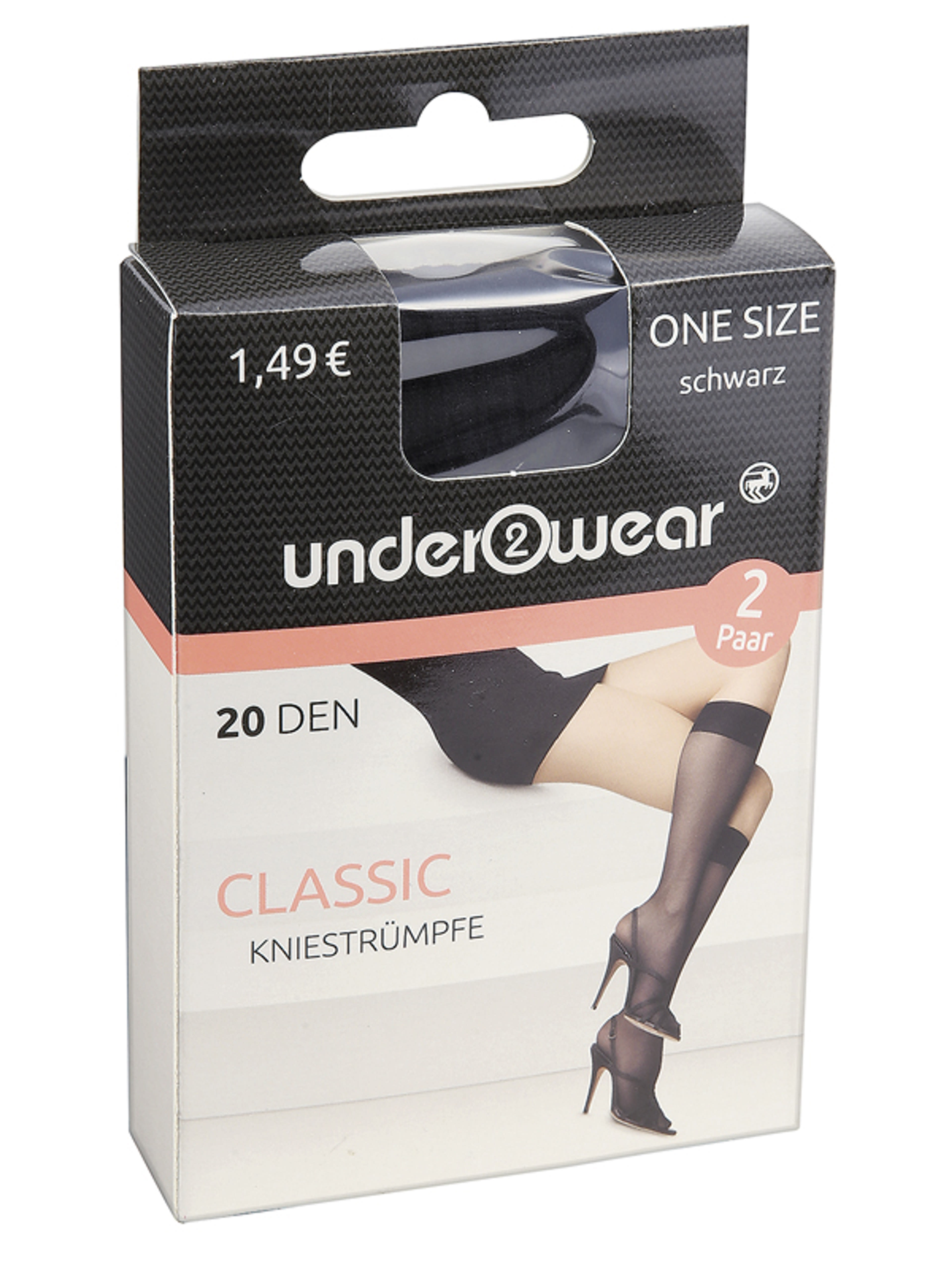 Underwear Classic 20 Den Fekete Térdharisnya - 2 db-1