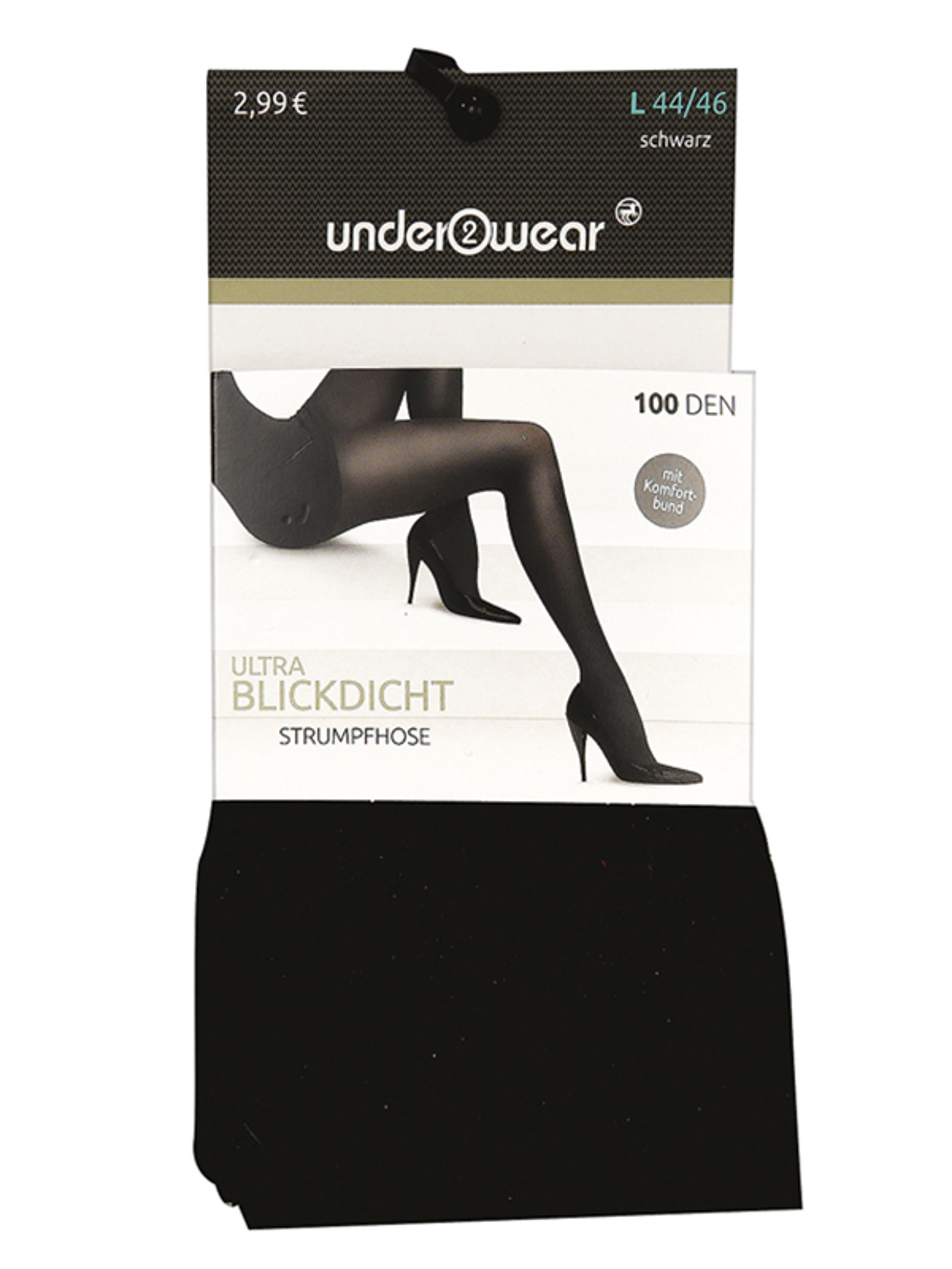 Underwear Ultra Blickdicht Stumpfhose 100 Den, L-méret, fekete - 1 db