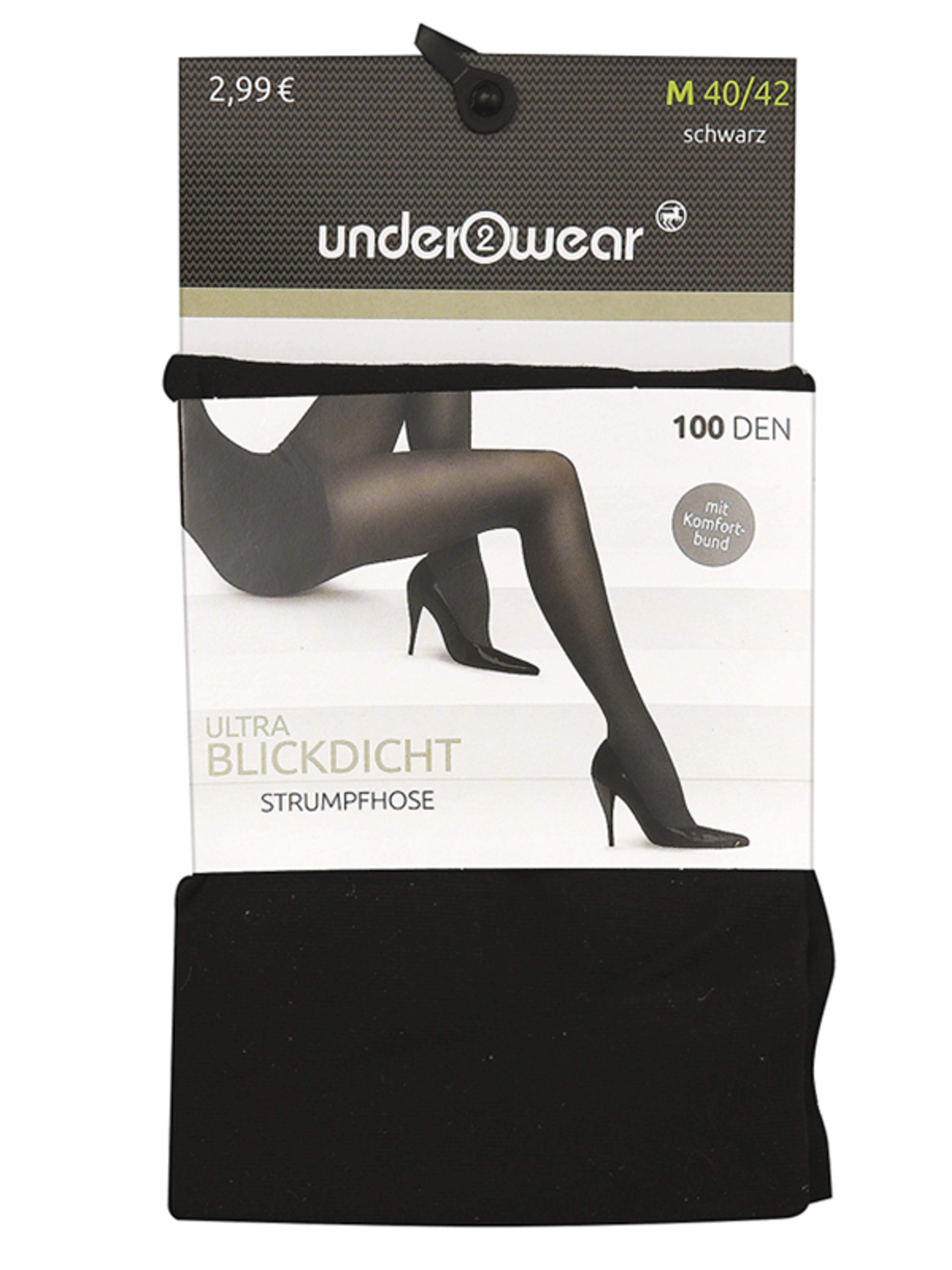 Underwear Ultra Blickdicht Stumpfhose 100 Den, M-méret, fekete - 1 db