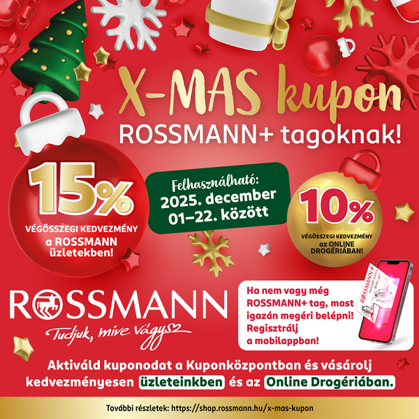 X-MAS kupon - 15% kedvezmény üzletekben, 10% kedvezmény online