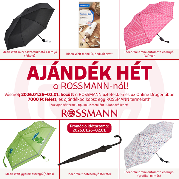 Az esős napokra is készül a Rossmann: ajándék Ideen Welt termék jár a januári nagybevásárlások mellé