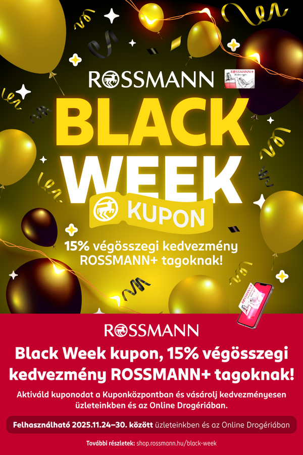 Black Week a Rossmann-nál: 15% kedvezmény a Rossmann+ tagoknak